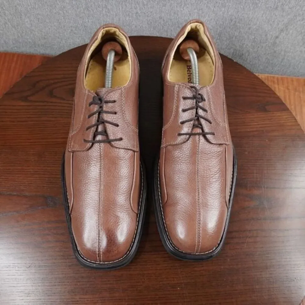Studio Belvedere Bay Bridge Oxford Size 14D Brown‎ Pebble Leather Dress Lace Up